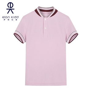 伊顿纪德女校服小学生夏季短袖polo衫男女童粉紫色立领T恤13T028
