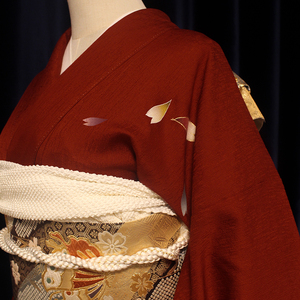 山鸟和色中古孤品正统礼装和服 臙脂色振袖 质感高级