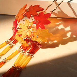 山鸟和色日式和风摄影写真旅拍和服搭配用配饰亚克力樱花枫叶发簪