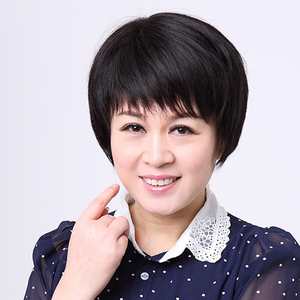妈妈假发女短发中老年人真人发丝圆脸自然逼真黑短直发中年假发套