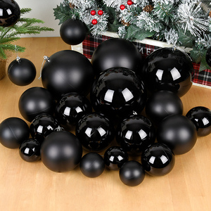 圣诞装饰用品PVC黑色亮哑圣诞球挂饰圣诞树场景布置塑胶吊球挂件