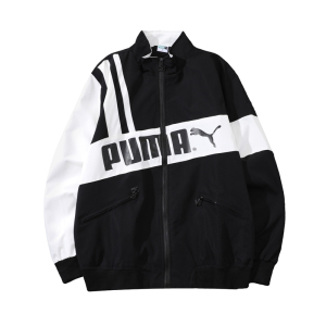 puma彪马春季黑白夹克男休闲运动印花防风衣服女港风宽松情侣外套