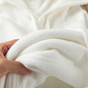 奶油白400g重磅冬季摇粒绒连帽卫衣纯色宽松简约百搭加厚帽衫男女