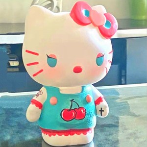 涂色存钱罐搪胶diy手工上色暗黑kitty猫彩绘白胚手绘石膏娃娃玩具