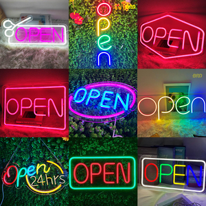 开业led霓虹灯open正在营业装饰灯发光字广告招牌定制USB