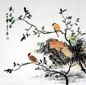 名家手绘真迹写意花鸟作品水墨画四尺斗方卧室书房装饰画清风雅趣