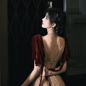 敬酒服女2021新款宴会结婚主持年会明星鞠婧祎同款礼服气质连衣裙