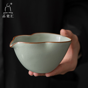 品瓷汇天青汝窑公道杯功夫泡茶具陶瓷单个分茶器手写文字定制茶海