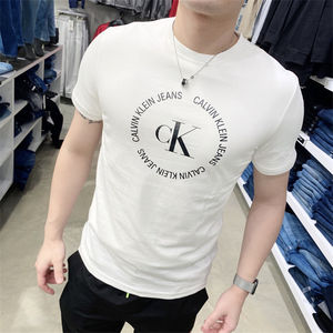 ck短袖t恤男士夏季新款半袖圆领大码纯棉薄款打底衫修身休闲男装