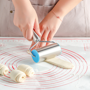 不锈钢擀面杖滚轮式擀饺子皮神器家用厨房小型手持压面杖滚轴面棍