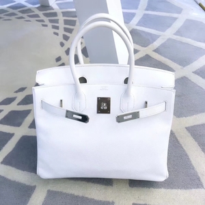 二手奢侈品正品 98新爱马仕hermes birkin30白色银扣铂金包