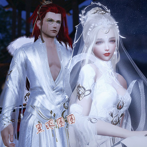 剑网3剑网三剑三 菩提禅音 同人盒子 净尘 黑发白发帽子头纱衣服