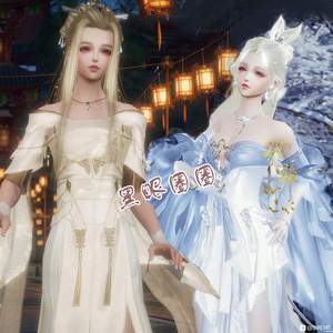 剑网3剑网三剑三 二代乘风 玉玲珑盒子墨心浮岚 黑发白发扇子衣服