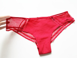 欧美镂空渔网内裤 性感大码女士圣诞红色情趣c04