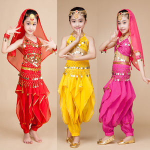 儿童印度舞演出服装女童肚皮舞套装天竺少女民族新疆舞蹈旋表演服