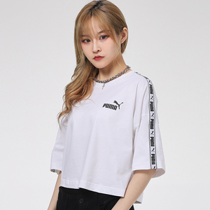 puma彪马樱花粉色显白短袖女短款t恤夏季新款串标上衣半袖533193