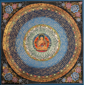 大日如来佛咒轮唐卡50*50cm尼泊尔手绘编号126一物一图实拍