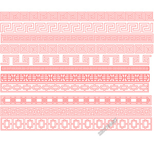 万字纹回文边框线条精雕图仿古中式线条花镂空花格木线条浮雕图