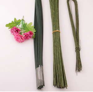 纸包花杆2号 40cm绿铁丝 玫瑰丝袜花花杆 卡通花束包花杆