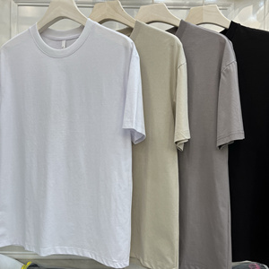 夏季新款短袖t恤男基础款圆领纯色打底衫白色纯色净版小微阔2024