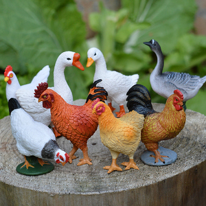 仿真农场动物模型实心玩偶塑料摆件微景观儿童玩具猪鸡鸭鹅套装