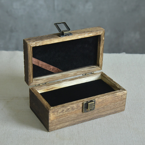 碳化泡桐木印章盒私章收纳盒印泥印章盒实木饰品盒日式轻便小盒子