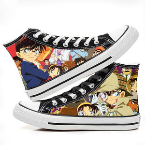 卡通名侦探柯南高帮帆布鞋怪盗基德学生动漫男女韩版涂鸦休闲鞋子
