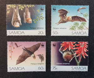 萨摩亚邮票  1993  WWF  蝙蝠  4全  K7