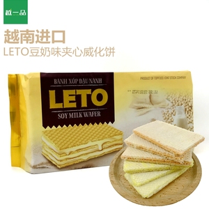 越南进口 LETO威化饼200克 豆奶味榴莲味夹心威化 休闲小吃零食品