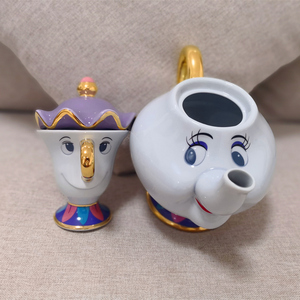 现货迪士尼美女与野兽茶壶家居北欧风茶煲太太小清新陶瓷文艺摆件