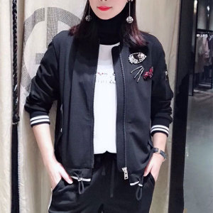 正品哥弟新款女装官网2021秋新款休闲立领钉珠棒球服短外套女宽松