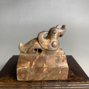 古玉老玉高古玉器 商周和田玉鸟印章小摆件 文玩老玉石农村收来