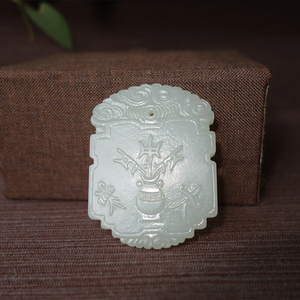 清代和田玉牌子 古玉老玉子冈牌 连升三级 挂件吊坠 明清玉器真品