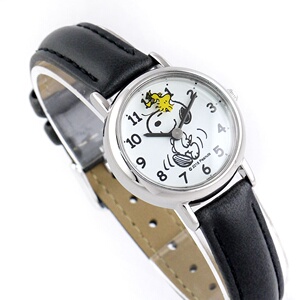 包拼邮日本代购q&q可爱卡通史努比防水皮带秒针盘儿童学生手表女