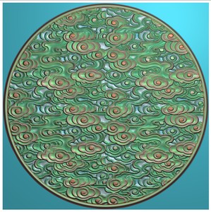 圆形祥云纹精雕图jdp玉雕中式木门盘门花贴木雕图雕刻机浮雕图