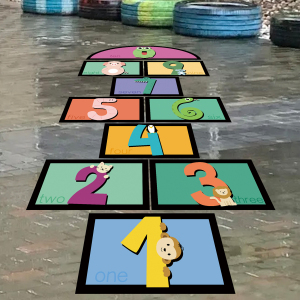 自沾可移除跳房子户外水泥地面地贴跳格子数字游戏幼儿园卡通墙贴