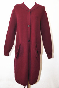 外贸 原单 酒红色 毛衣 开衫 外套 中长款 欧美风 出口 余单 女装