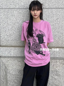 【现货】杰利猫韩代 韩国mahagrid MGD猫咪短袖T恤做旧尹净汉同款