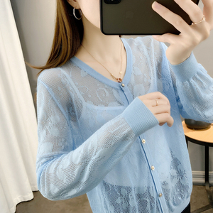 冰丝镂空网洞针织罩衫