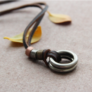 复古牛皮绳子毛衣链衣服配饰装饰朋克风男女情侣吊坠挂件