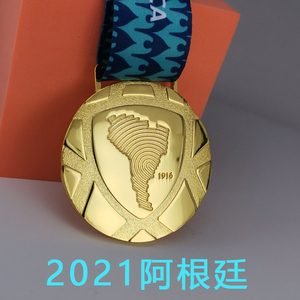 现货2021美洲杯奖牌 阿根廷梅西球迷版收藏锌合金挂牌模型纪念品