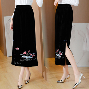 旗袍金丝绒半身