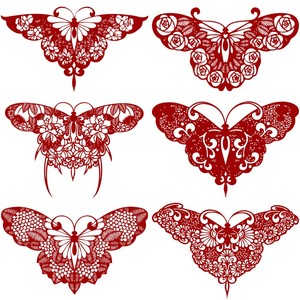 蝴蝶剪纸图案底稿趣味剪红纸窗花刻纸工具套手工装刻画模板5人付款19