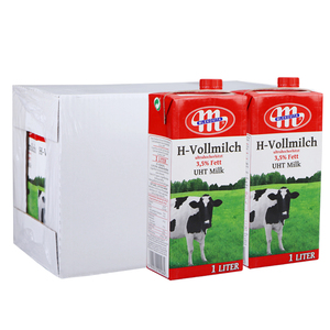波兰进口美可全脂纯牛奶妙可维西乐迪全脂牛奶大M牛奶1L*12盒整箱