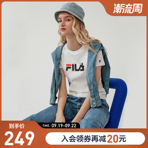 fila斐乐女子短袖t恤2021新款春休闲运动熊猫针织短袖衫卡通t恤女