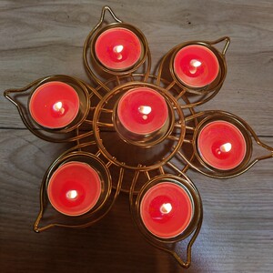 酥油灯灯架圆形七盏七星灯宝莲花七粒合金灯座 佛堂寺庙道家供灯