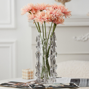 北欧 冰河水晶玻璃花瓶透明 插花玫瑰鲜花干花客厅餐桌家居家摆件
