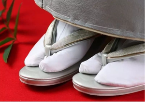 日本带回 中古和服配件 纯白色四枚钢扣足袋 和服足袋 和装小物