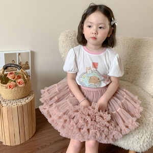 女宝宝短袖t恤套装新款韩版小童上衣三岁女童洋气夏装纯棉衣服