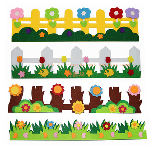 幼儿园教室走廊主题墙不织布花丛围栏栅栏杆环境布置墙贴装饰材料